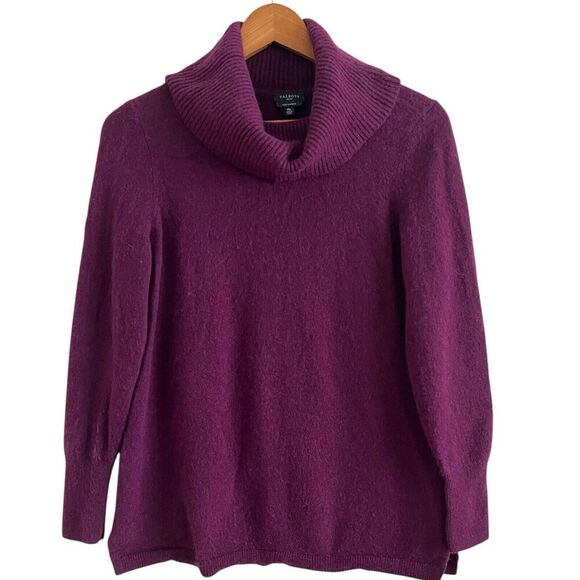 Talbots Cashmere Sweater MP Petite M Purple Cowlneck Preppy Mature - Picture 1 of 11